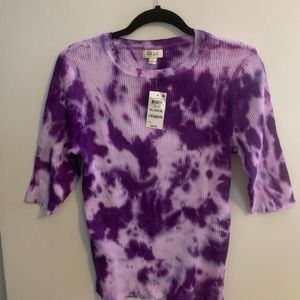 Style and Co Elbow sleeve Purple Tye Dye